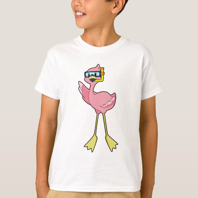 Camiseta Flamingo em mergulho com Snorkel (Frente)