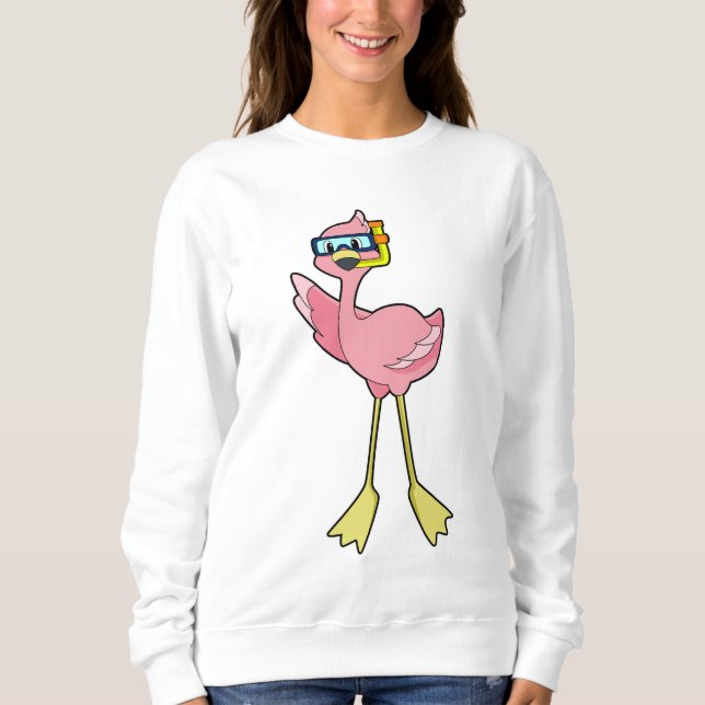 Camiseta Flamingo em mergulho com Snorkel (Frente)