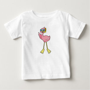Camiseta Flamingo em mergulho com Snorkel