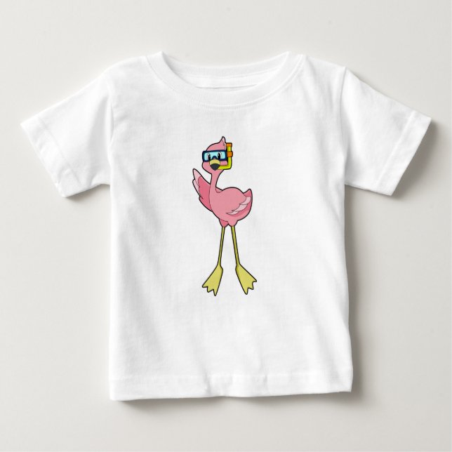 Camiseta Flamingo em mergulho com Snorkel (Frente)
