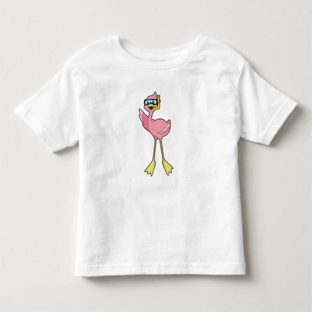 Camiseta Flamingo em mergulho com Snorkel (Frente)