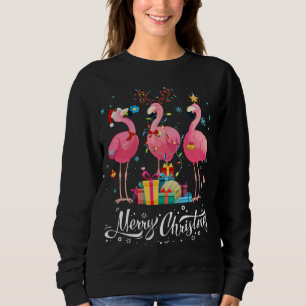 Camiseta Flamingo Engraçado Luz Santa Héater Árvore de Nata