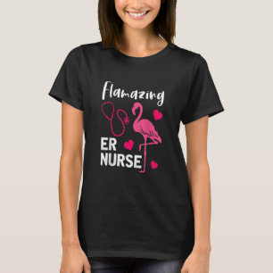 Camiseta Flamingo ER Enfermeira Emergência Flamingo Gift