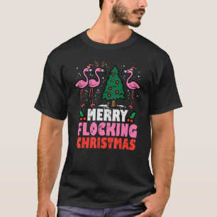 Camiseta Flamingo Feliz Bloqueando Homens do Natal Mulheres