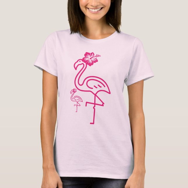 Camiseta Flamingo Feminino de Verão Fofo (Frente)