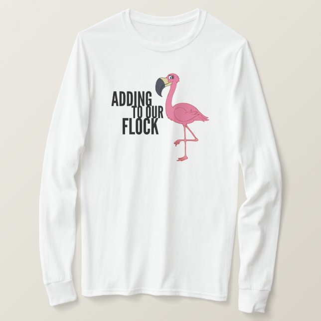 Camiseta Flamingo Flock Maternity Long Sleeve T Sh (Frente do Design)