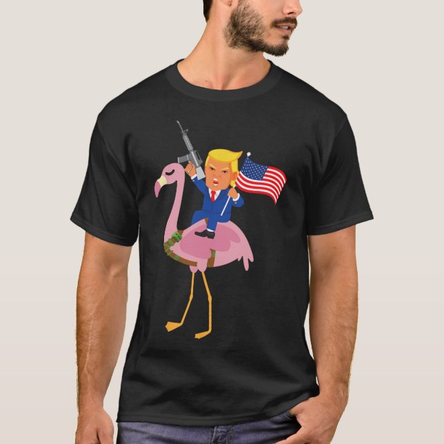 Camiseta Flamingo Gun Merica 2020 Eleição Republicana da Ma (Frente)