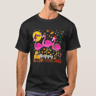 Camiseta Flamingo Halloween Ação de Graças Hallow