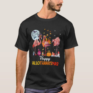 Camiseta Flamingo Halloween E Feliz Natal Hallo