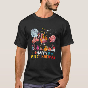 Camiseta Flamingo Halloween E Feliz Natal Hallo