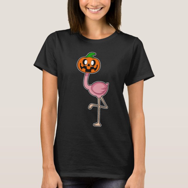 Camiseta Flamingo Halloween Pumpkin (Frente)
