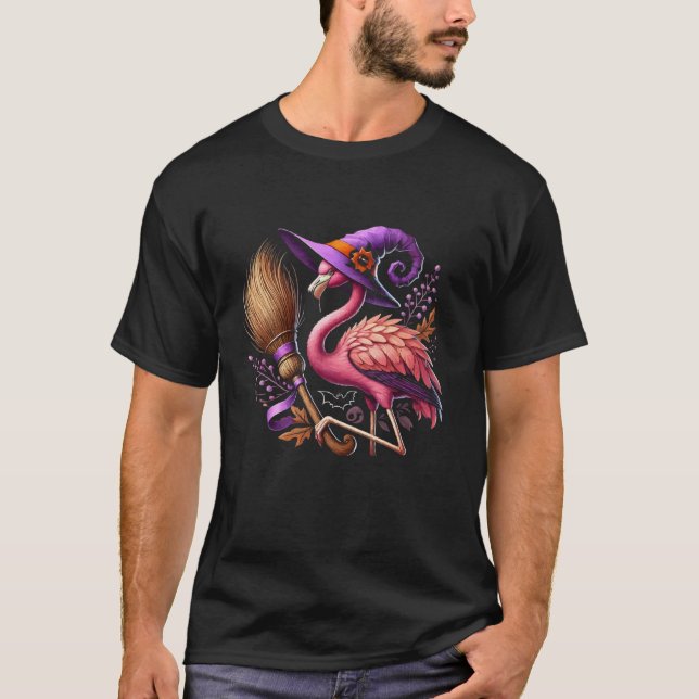 Camiseta Flamingo Halloween Spooky Wading Bird Trick (Frente)