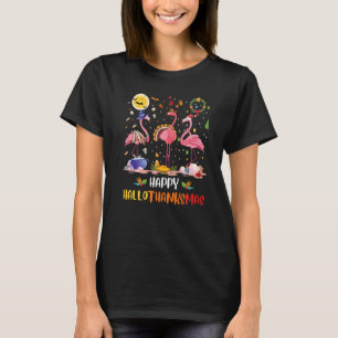 Camiseta Flamingo Happy Hallothanksmas Dia das Bruxas