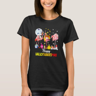 Camiseta Flamingo Happy Hallothanksmas Halloween Thanksgivi