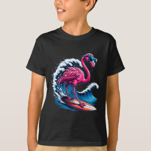 Camiseta Flamingo Havaiano Surfando Praia Verão Onda