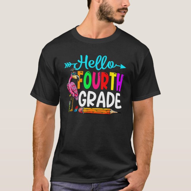 Camiseta Flamingo Hello 4th Grade Back To School Teacher St (Frente)