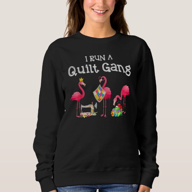 Camiseta Flamingo I Run a Quilt Gang (Frente)