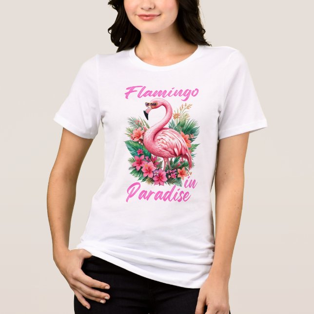 Camiseta Flamingo in Paradise Tri-Blend Shirt (Frente)