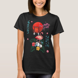 Camiseta Flamingo Japonês Otaku Pagoda Coconut & Sakura Tr