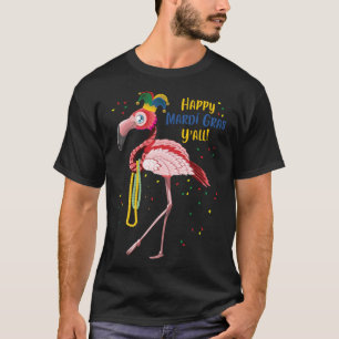 Camiseta Flamingo Jester Hat Mardi Gras Fat Terça-feira