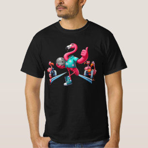 Camiseta Flamingo Jogando Boliche Gráfico Bowler Bowlin