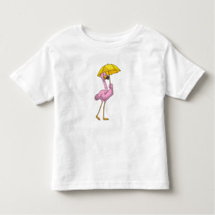 Camiseta Flamingo na chuva com guarda-chuva