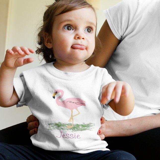 Camiseta Flamingo Na Grama Personalizada (Criador carregado)