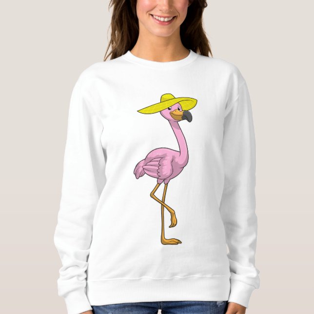 Camiseta Flamingo na praia com chapéu (Frente)