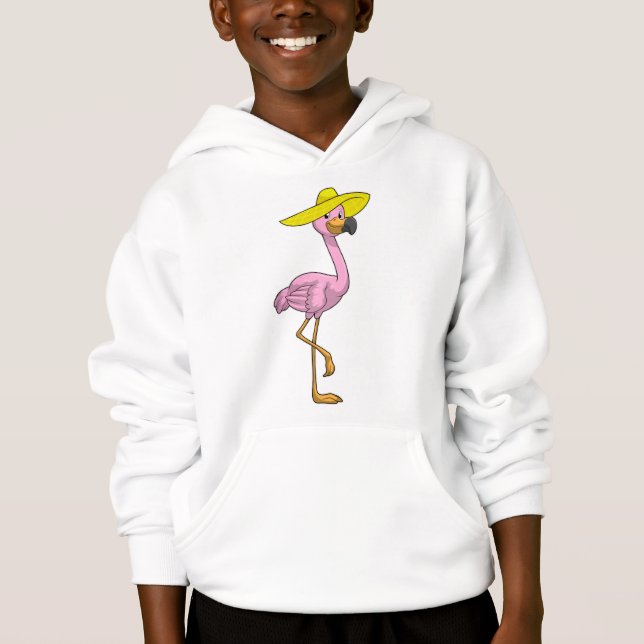 Camiseta Flamingo na praia com chapéu (Frente)