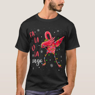 Camiseta Flamingo Natal Luz Engraçado Xmas Santa Hat Ani