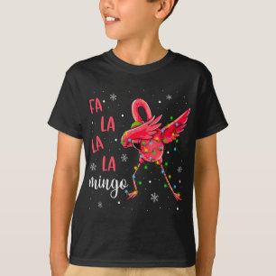 Camiseta Flamingo Natal Luz Engraçado Xmas Santa Hat Ani