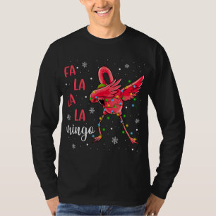 Camiseta Flamingo Natal Luz Engraçado Xmas Santa Hat Ani