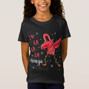 Camiseta Flamingo Natal Luz Engraçado Xmas Santa Hat Ani