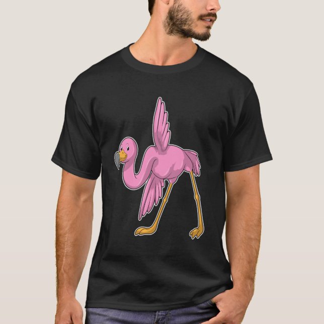 Camiseta Flamingo no exercício do Yoga Stretching (Frente)