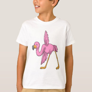 Camiseta Flamingo no exercício do Yoga Stretching