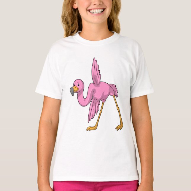 Camiseta Flamingo no exercício do Yoga Stretching (Frente)