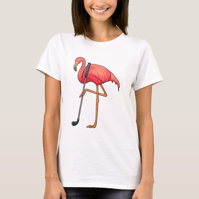 Camiseta Flamingo no Golf, clube de golfe (Frente)