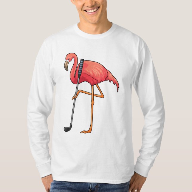 Camiseta Flamingo no Golf, clube de golfe (Frente)