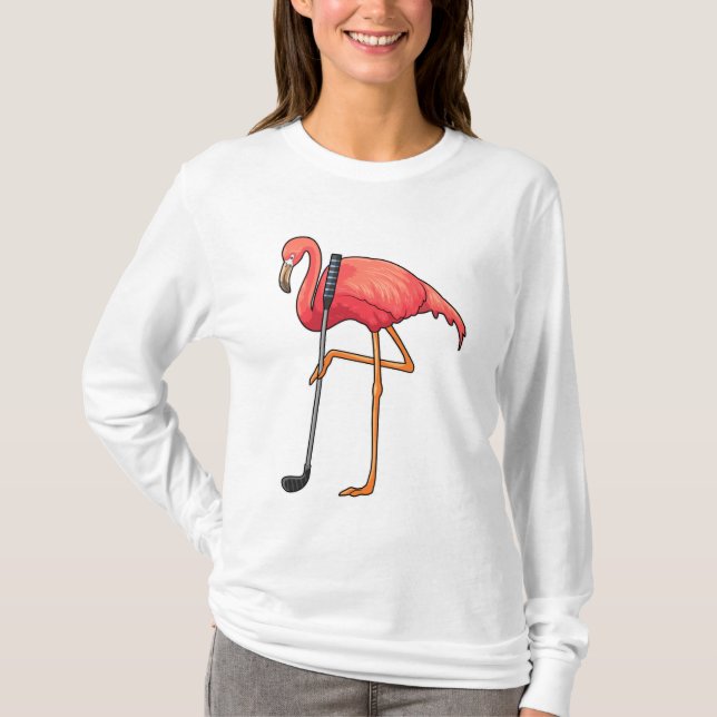 Camiseta Flamingo no Golf, clube de golfe (Frente)
