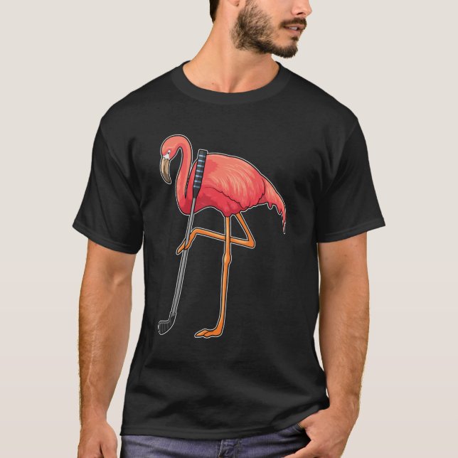 Camiseta Flamingo no Golf, clube de golfe (Frente)