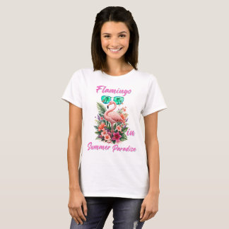 Camiseta Flamingo no Paraíso de Verão 