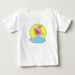 Camiseta Flamingo no Surfe na Água