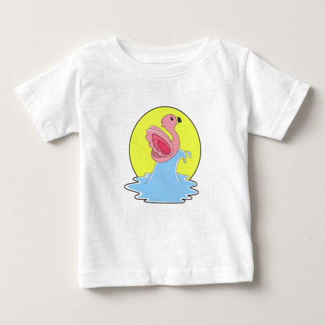 Camiseta Flamingo no Surfe na Água (Frente)