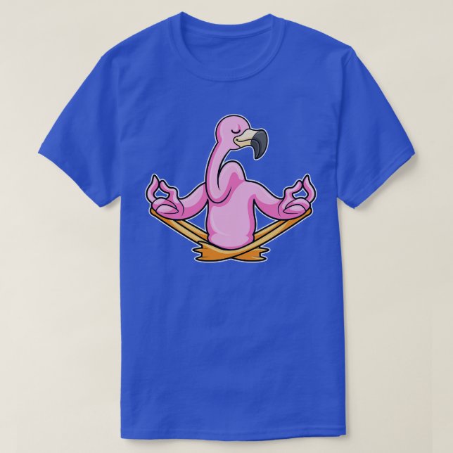 Camiseta Flamingo no Yoga em Crosslegged (Frente do Design)