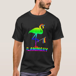 Camiseta Flamingo Orgulho gay Rainbow Bird LGBT Flag Gênero