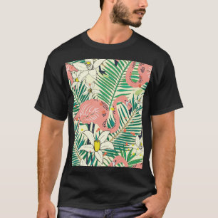 Camiseta Flamingo Palm Folga: Vintagem Tropical