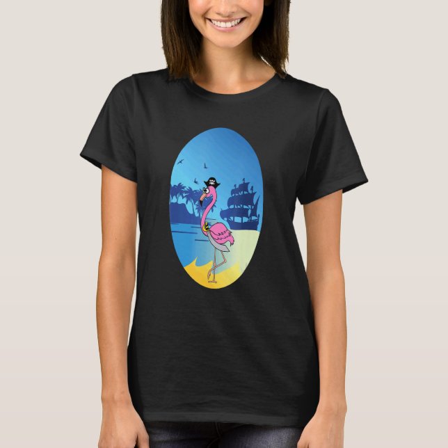 Camiseta Flamingo Pirate Buccaneer Sea (Frente)