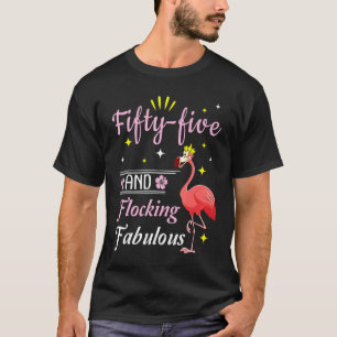 Camiseta Flamingo Queen Flower Happy 55 Anos E Bloqueio