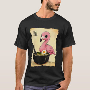 Camiseta Flamingo Ramen Japonês Kawaii Anime Flamingo