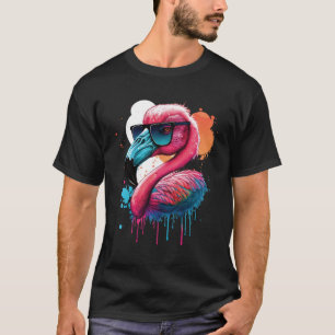 Camiseta Flamingo Realista Colorida Bird